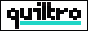 'quiltro' written in black pixellated text on a white background, with a teal underline